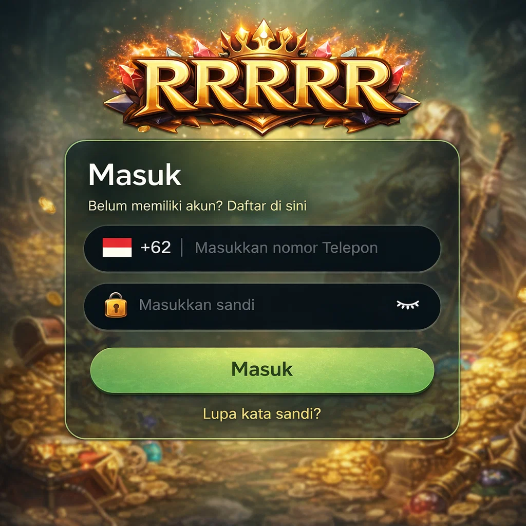 Halaman RRRRR Masuk resmi dengan tampilan login yang sederhana dan terstruktur
